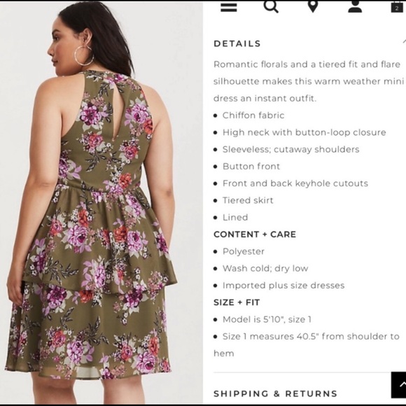 Floral halter dress with tiered skirt keyhole neck - Picture 2 of 6